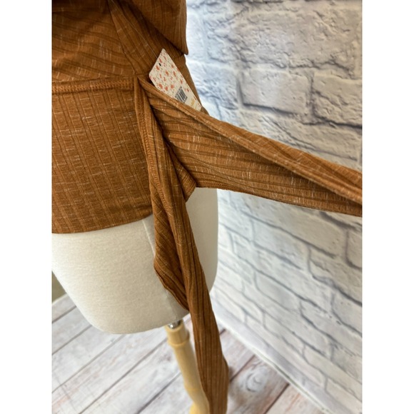 NWT We the Free East Coast Top Ribbed Spice Surplice V-Neck Waist Tie SZ XS - Picture 10 of 16